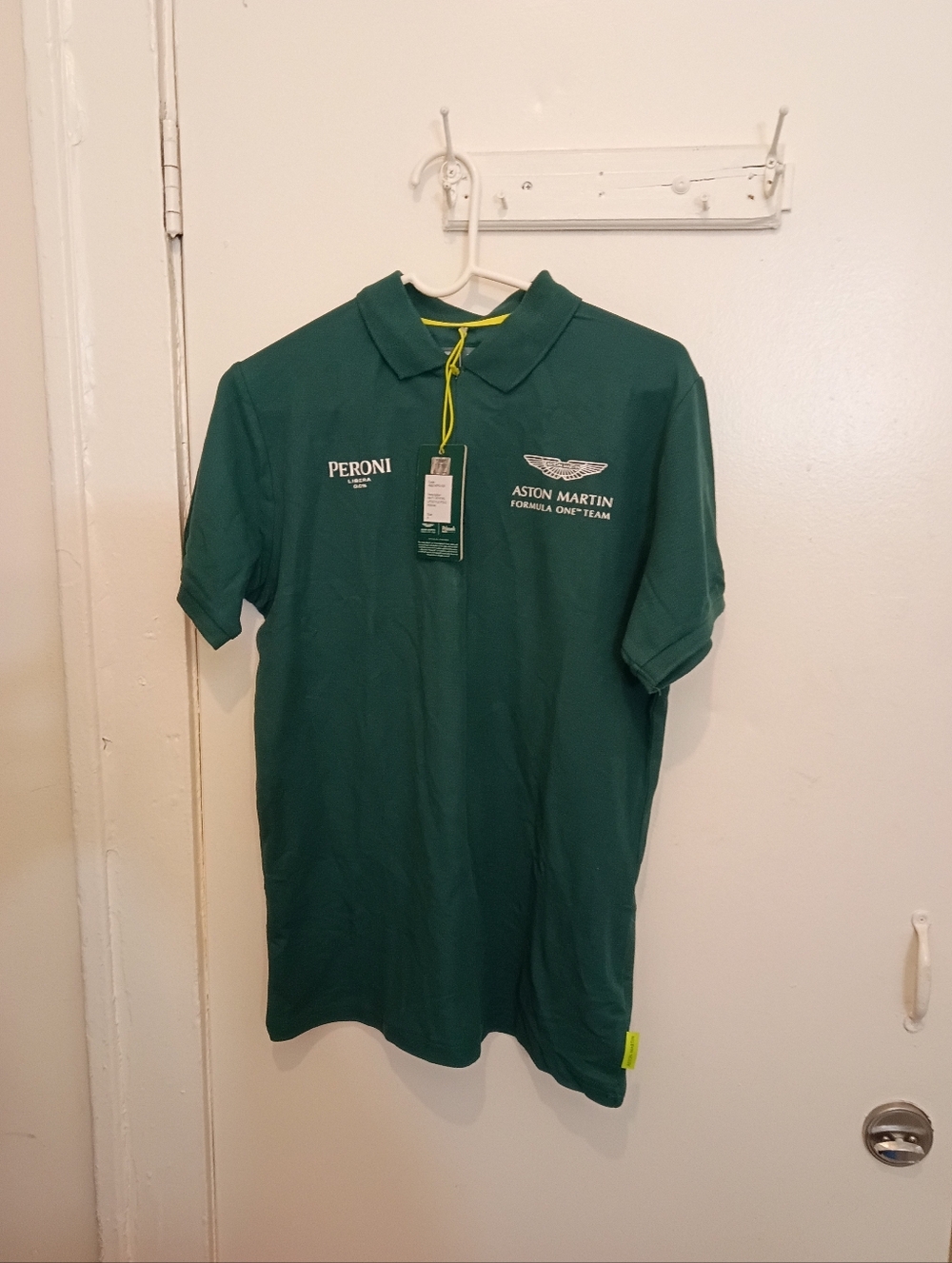 ASTON MARTIN FORMULA ONE GREEN QUARTER ZIP POLO MENS Small New Display